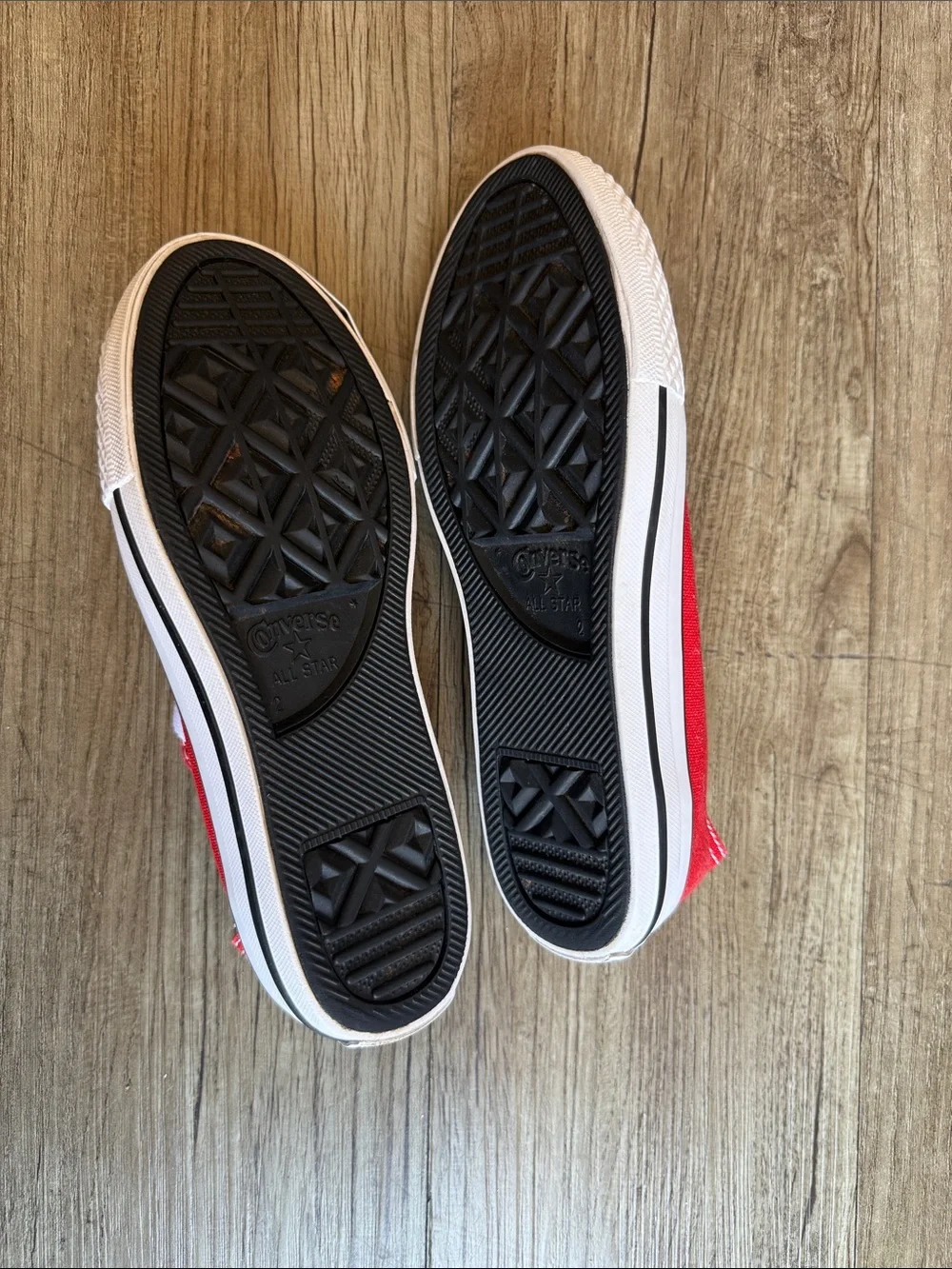 Converse Kids Red and White Low-Top Canvas Sneakers